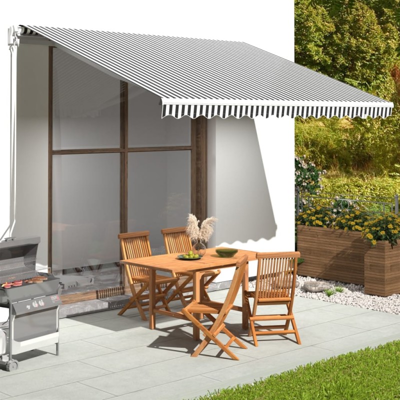 vidaXL Tela de repuesto para toldo gris antracita y blanco 4x3,5 m vidaXL Tela de repuesto para toldo gris antracita y blanco 4x3,5 m