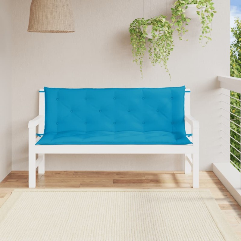 vidaXL Cojines de banco de jardín 2 uds azul claro 150x50x7 cm vidaXL Cojines de banco de jardín 2 uds azul claro 150x50x7 cm