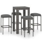 vidaXL Set muebles bar jardín 5 piezas y cojines ratán sintético gris vidaXL Set muebles bar jardín 5 piezas y cojines ratán sintético gris
