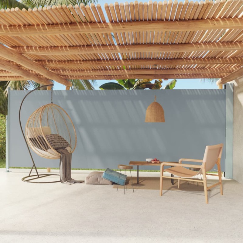 vidaXL Toldo lateral retráctil de jardín gris 200x600 cm vidaXL Toldo lateral retráctil de jardín gris 200x600 cm