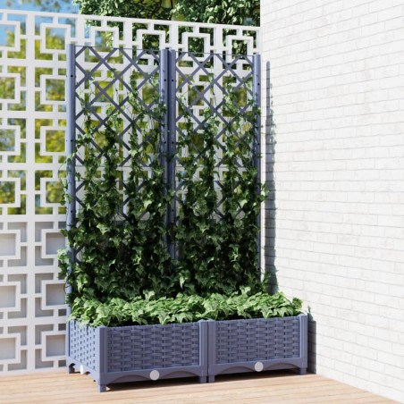 vidaXL Jardinera con enrejado PP gris oscuro 80x40x121,5 cm