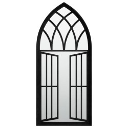vidaXL Espejo de jardín hierro negro para exterior 100x45 cm