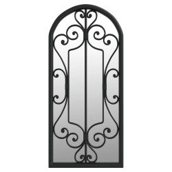 vidaXL Espejo de jardín hierro negro para uso exterior 100x45 cm