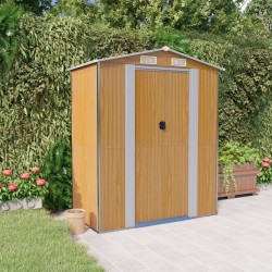 vidaXL Cobertizo jardín acero galvanizado marrón claro 192x108x223 cm