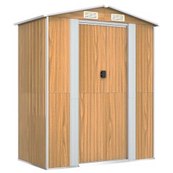 vidaXL Cobertizo jardín acero galvanizado marrón claro 192x108x223 cm