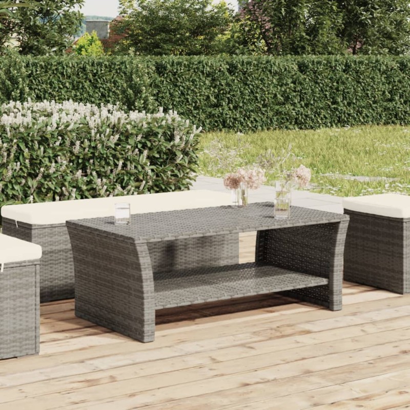vidaXL Mesa de centro ratán sintético gris 100x50x40 cm vidaXL Mesa de centro ratán sintético gris 100x50x40 cm