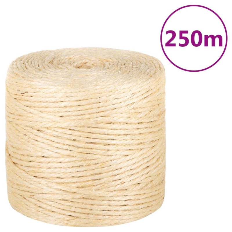 vidaXL Cuerda 100% sisal 4 mm 250 m