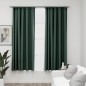 vidaXL Cortinas opacas con ganchos look de lino 2 pzas verde 140x175cm vidaXL Cortinas opacas con ganchos look de lino 2 pzas verde 140x175cm