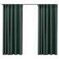 vidaXL Cortinas opacas con ganchos look de lino 2 pzas verde 140x175cm vidaXL Cortinas opacas con ganchos look de lino 2 pzas verde 140x175cm