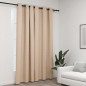 vidaXL Cortina opaca con ojales look de lino beige 290x245 cm vidaXL Cortina opaca con ojales look de lino beige 290x245 cm