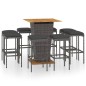 vidaXL Set de muebles de bar de jardín 9 pzas y cojines ratán PE gris