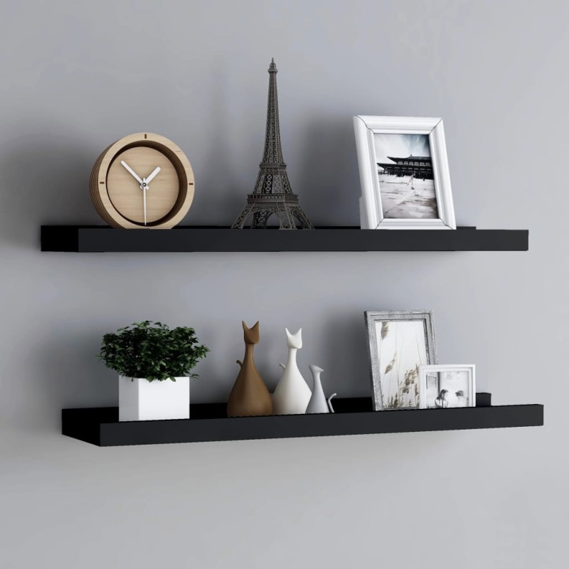 vidaXL Repisa para marcos de fotos 2 uds MDF negro 80x9x3 cm vidaXL Repisa para marcos de fotos 2 uds MDF negro 80x9x3 cm