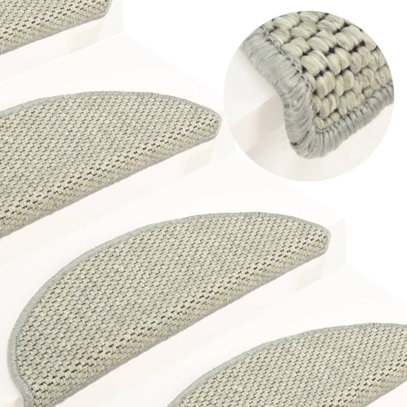vidaXL Alfombrilla autoadhesiva escalera sisal 15 uds gris 65x21x4 cm vidaXL Alfombrilla autoadhesiva escalera sisal 15 uds gris 65x21x4 cm