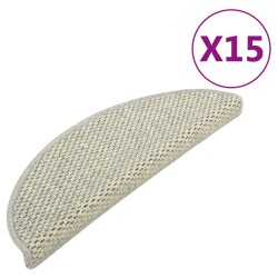 vidaXL Alfombrilla autoadhesiva escalera sisal 15 uds gris 65x21x4 cm