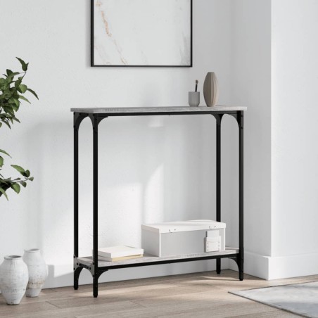 vidaXL Mesa consola madera de ingeniería gris Sonoma 75x22,5x75 cm