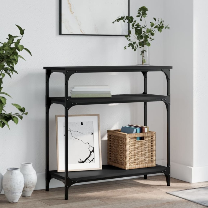 vidaXL Mesa consola madera de ingeniería negra 75x29x75 cm vidaXL Mesa consola madera de ingeniería negra 75x29x75 cm