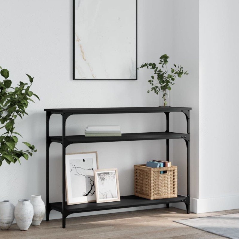 vidaXL Mesa consola madera de ingeniería negra 100x29x75 cm