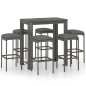 vidaXL Set muebles bar jardín 7 piezas y cojines ratán sintético gris vidaXL Set muebles bar jardín 7 piezas y cojines ratán sintético gris