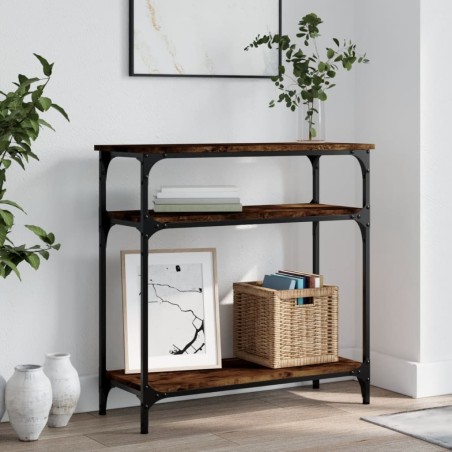 vidaXL Mesa consola madera de ingeniería roble ahumado 75x29x75 cm