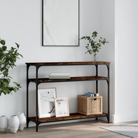 vidaXL Mesa consola madera de ingeniería roble ahumado 100x29x75 cm