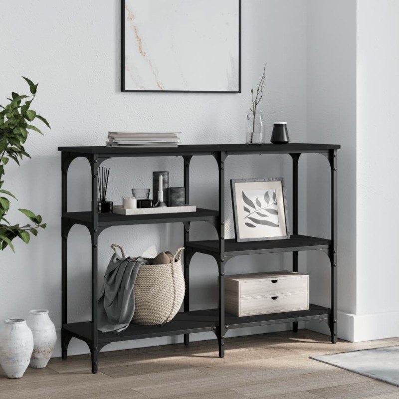 vidaXL Mesa consola madera de ingeniería negra 102x29x75 cm vidaXL Mesa consola madera de ingeniería negra 102x29x75 cm
