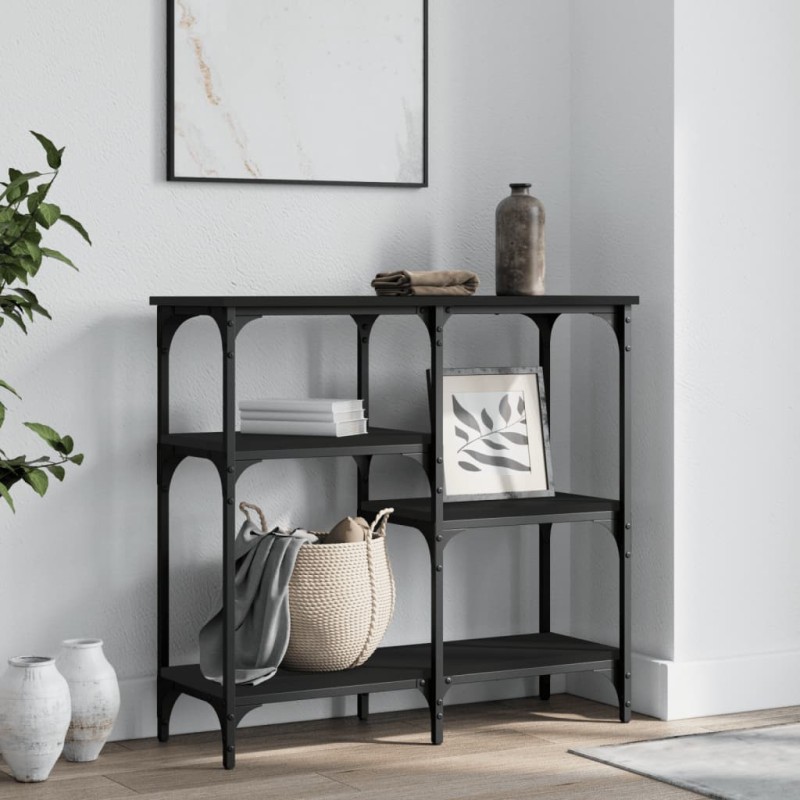 vidaXL Mesa consola madera de ingeniería negra 80x29x75 cm vidaXL Mesa consola madera de ingeniería negra 80x29x75 cm