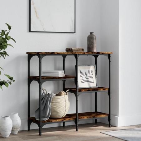 vidaXL Mesa consola madera de ingeniería roble ahumado 80x29x75 cm