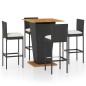 vidaXL Set de muebles de bar de jardín 5 pzas y cojines ratán PE negro vidaXL Set de muebles de bar de jardín 5 pzas y cojines ratán PE negro