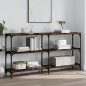 vidaXL Mesa consola madera de ingeniería roble ahumado 150x29x75 cm vidaXL Mesa consola madera de ingeniería roble ahumado 150x29x75 cm