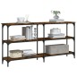 vidaXL Mesa consola madera de ingeniería roble ahumado 150x29x75 cm vidaXL Mesa consola madera de ingeniería roble ahumado 150x29x75 cm