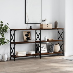vidaXL Mesa consola madera de ingeniería marrón roble 200x28x80,5 cm