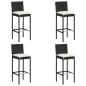 vidaXL Set de muebles de bar de jardín 5 pzas y cojines ratán PE negro vidaXL Set de muebles de bar de jardín 5 pzas y cojines ratán PE negro