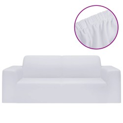 vidaXL Funda elástica para sillón de 2 plazas poliéster jersey blanca