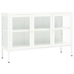 vidaXL Aparador de acero y vidrio blanco 105x35x70 cm