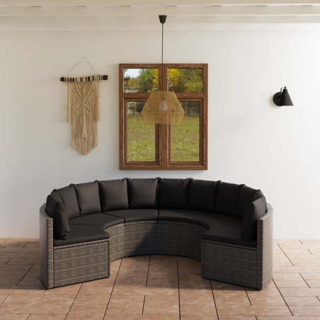 vidaXL Set de sofás de jardín 6 piezas y cojines ratán sintético gris
