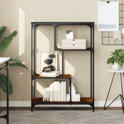 vidaXL Estantería madera de ingeniería acero roble ahumado 81x36x115cm