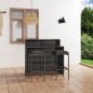 vidaXL Juego muebles de bar para jardín 3 piezas y cojines gris vidaXL Juego muebles de bar para jardín 3 piezas y cojines gris