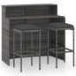 vidaXL Juego muebles de bar para jardín 3 piezas y cojines gris vidaXL Juego muebles de bar para jardín 3 piezas y cojines gris