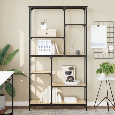 vidaXL Estantería madera ingeniería acero roble Sonoma 99x35,5x176 cm