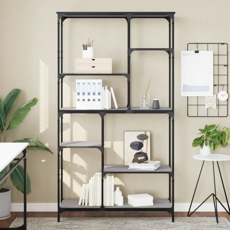 vidaXL Estantería madera de ingeniería acero Sonoma gris 99x35,5x176cm