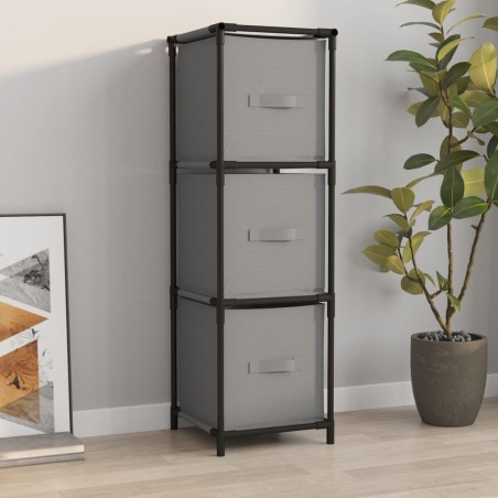 vidaXL Armario almacenaje de acero con 3 cajones tela gris 34x34x101cm