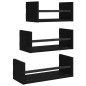 vidaXL Estantes de pared con barras 3 pzas madera de ingeniería negro vidaXL Estantes de pared con barras 3 pzas madera de ingeniería negro