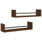 vidaXL Estantes de pared con barras 2 uds marrón roble 60x16x14 cm vidaXL Estantes de pared con barras 2 uds marrón roble 60x16x14 cm