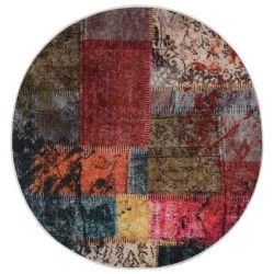 vidaXL Alfombra lavable patchwork antideslizante multicolor φ120 cm