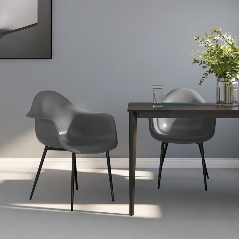 vidaXL Sillas de comedor 2 unidades gris PP vidaXL Sillas de comedor 2 unidades gris PP