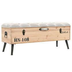 vidaXL Banco de almacenaje madera maciza de abeto 110 cm