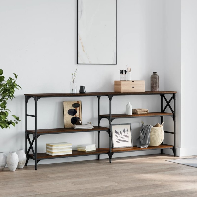 vidaXL Mesa consola madera de ingeniería marrón roble 180x29x76,5 cm vidaXL Mesa consola madera de ingeniería marrón roble 180x29x76,5 cm