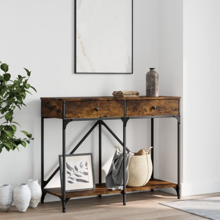 vidaXL Mesa consola madera de ingeniería roble ahumado 100x39x78,5 cm