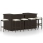 vidaXL Set de bar para jardín 8 pzas y cojines ratán sintético marrón vidaXL Set de bar para jardín 8 pzas y cojines ratán sintético marrón
