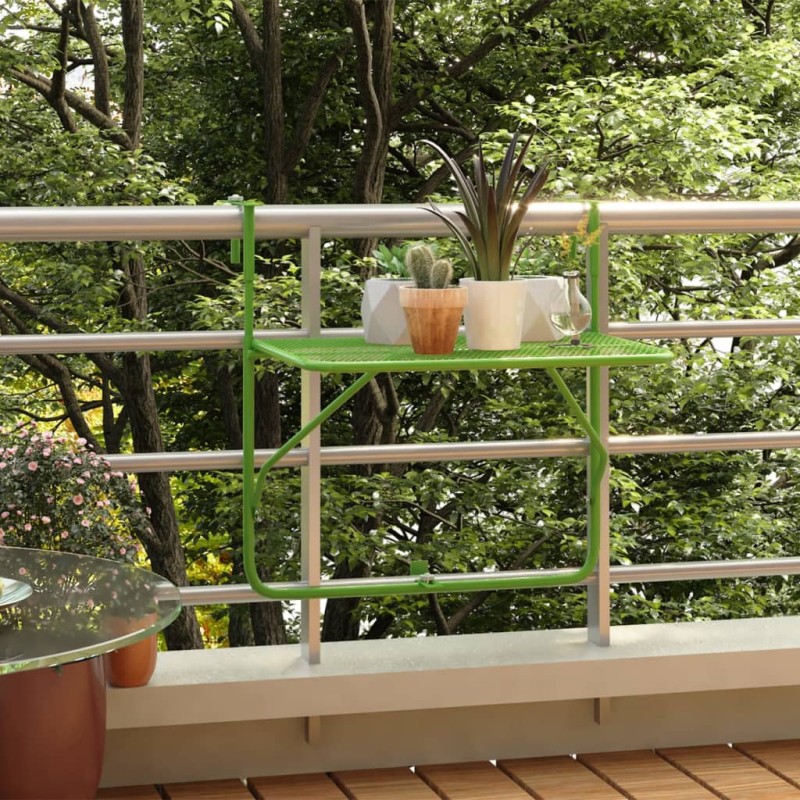 vidaXL Mesa de balcón acero verde 60x40 cm vidaXL Mesa de balcón acero verde 60x40 cm